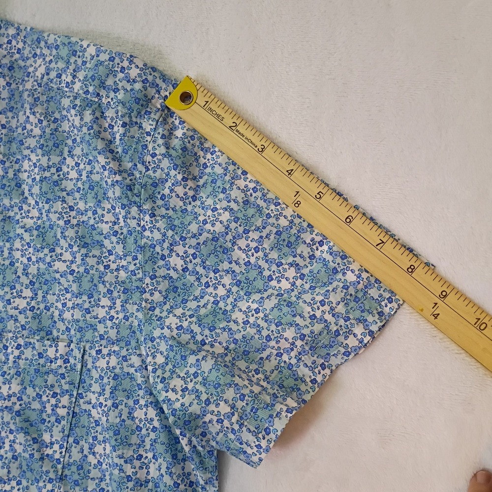 ConStruct Mens Blue White Floral Print Short Sleeve Stretch Button Down Shirt L - Picture 9 of 12